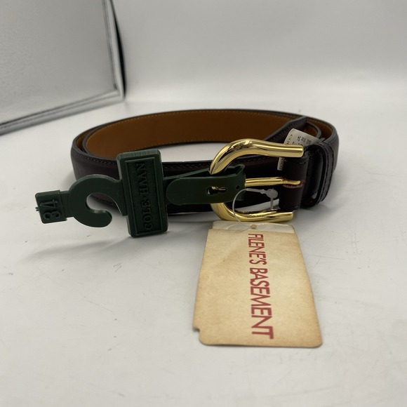 Cole Haan Mens Leather Dress Belt Brown 34 New - Picture 1 of 7